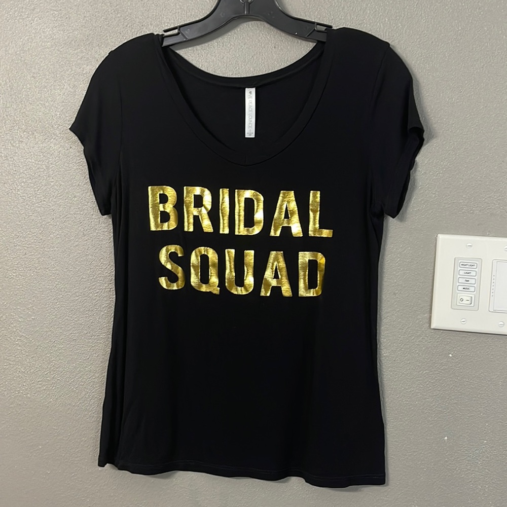 Bridal Squad top in black & gold